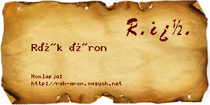 Rák Áron névjegykártya